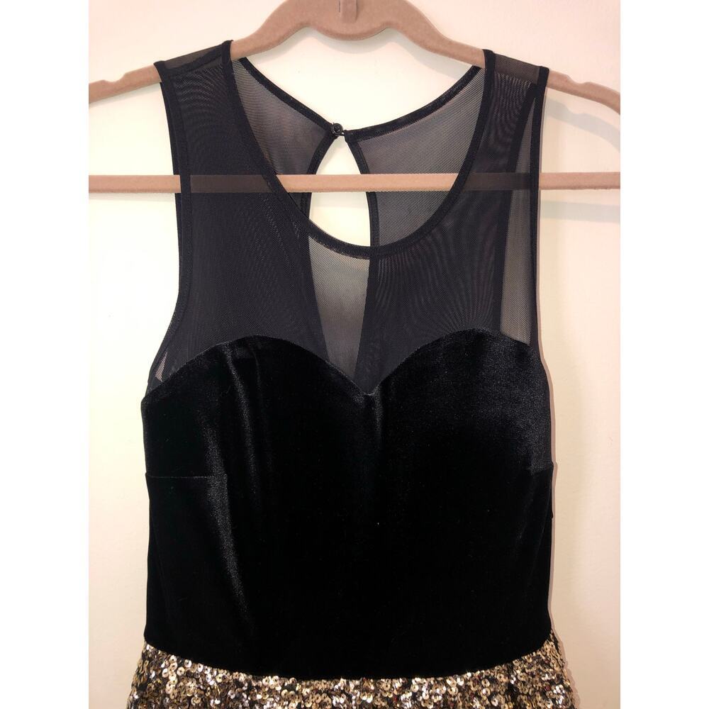 Guess Velvet Sequin Party Dress Size XS Black Gold Mini Glamoratti Indy Sleaze - Picture 12 of 15